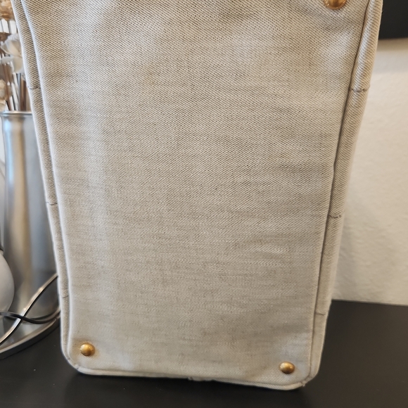 Medium Prada Canapa Gray Canvas Tote Bag - Picture 5 of 8